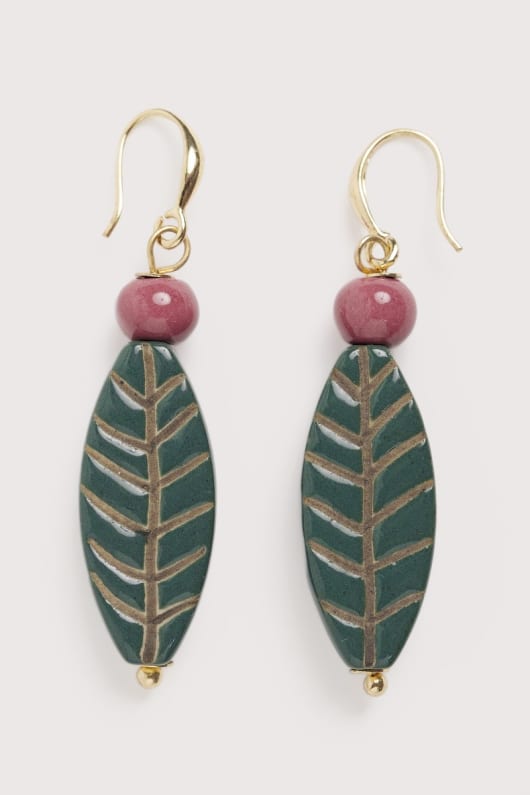 Charmer Ceramic Leaf Earrings