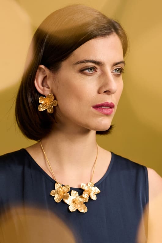 Fairy Flax Gold Tone Stud Earrings