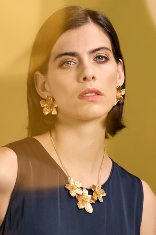Fairy Flax Floral Gold Tone Necklace