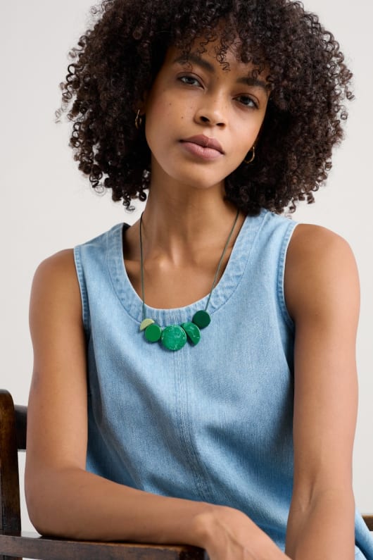 Collaged Shapes Geometric Beaded Necklace