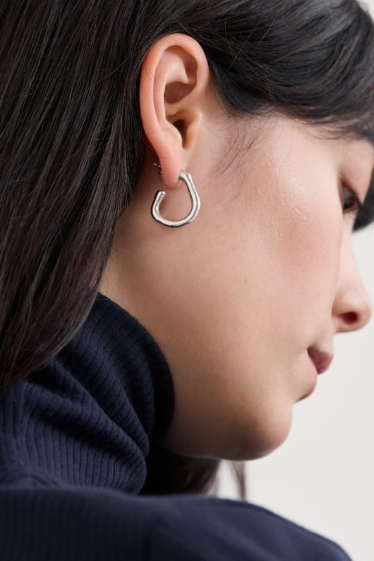 Feroner Half Hoop Silver-Tone Earrings