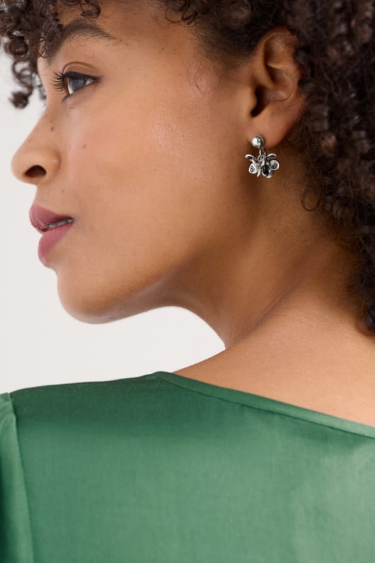 Corsage Silver-Tone Earrings