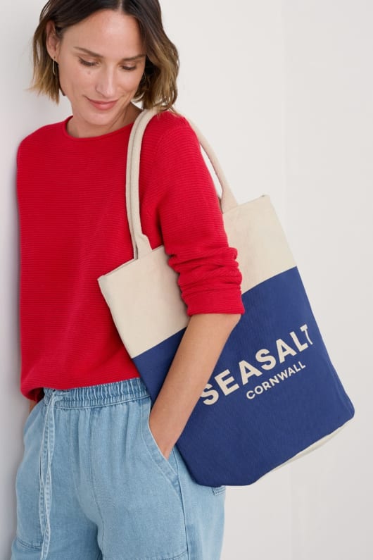 Canvas Navy Blue Seasalt Logo Tote Bag 