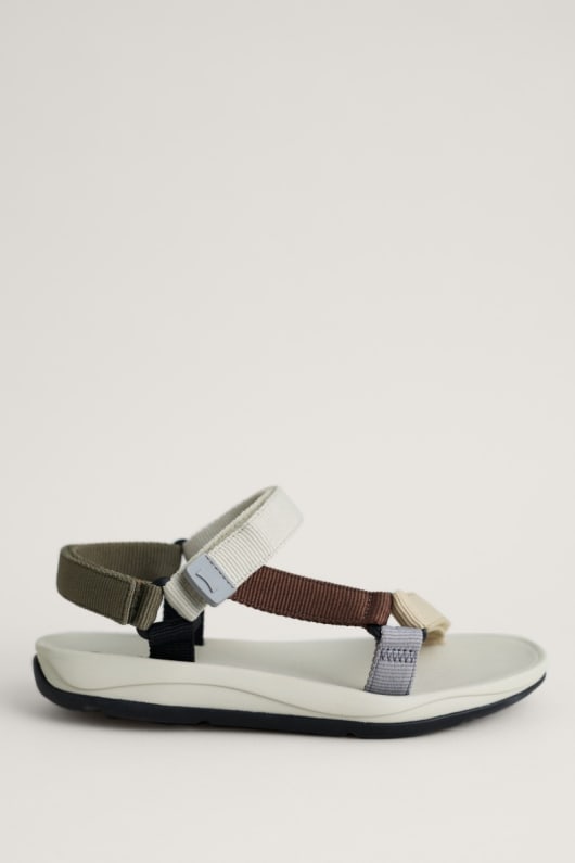 Camper Tonal Grey Strapped Flat Sandals