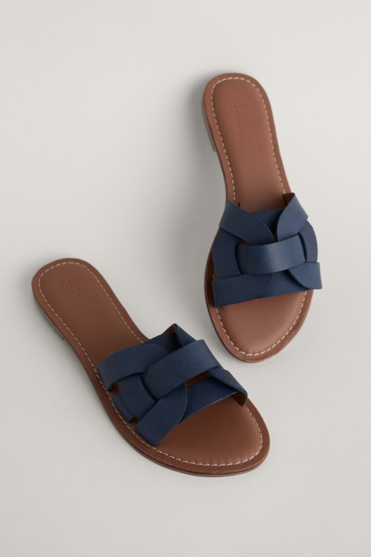 Leather mule sandals deals