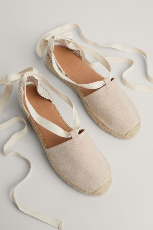 Flat espadrilles with ankle ties discount