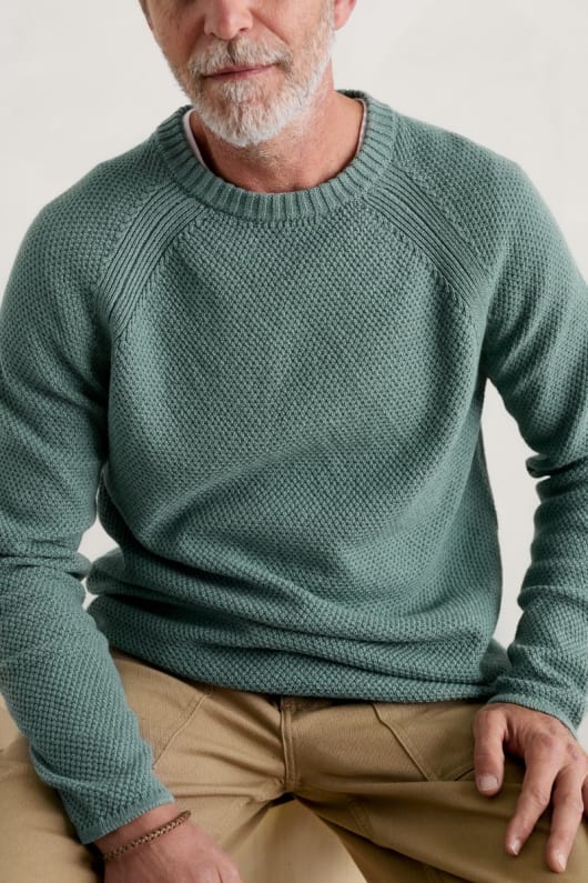 Men s Breathable Organic Cotton Waffle Knit Jumper Seasalt Cornwall