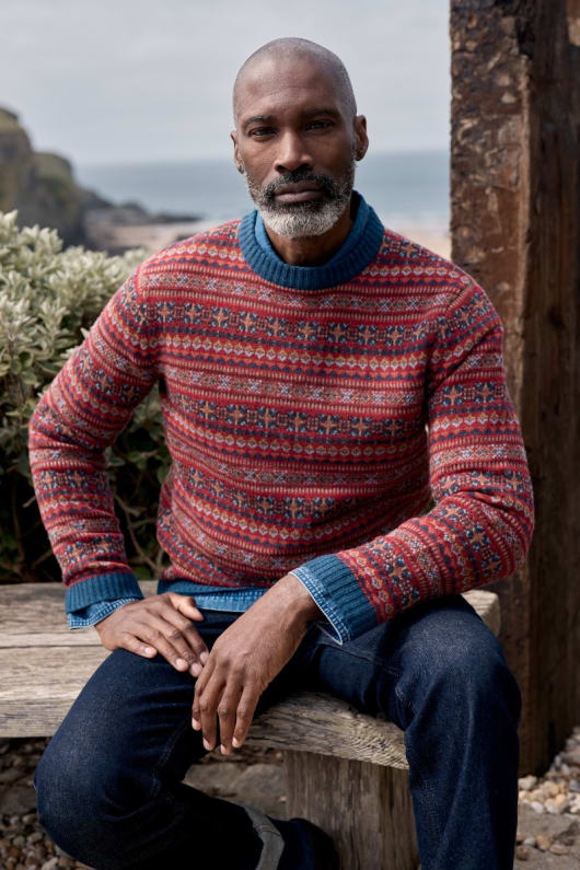 Mens red fair isle sweater deals