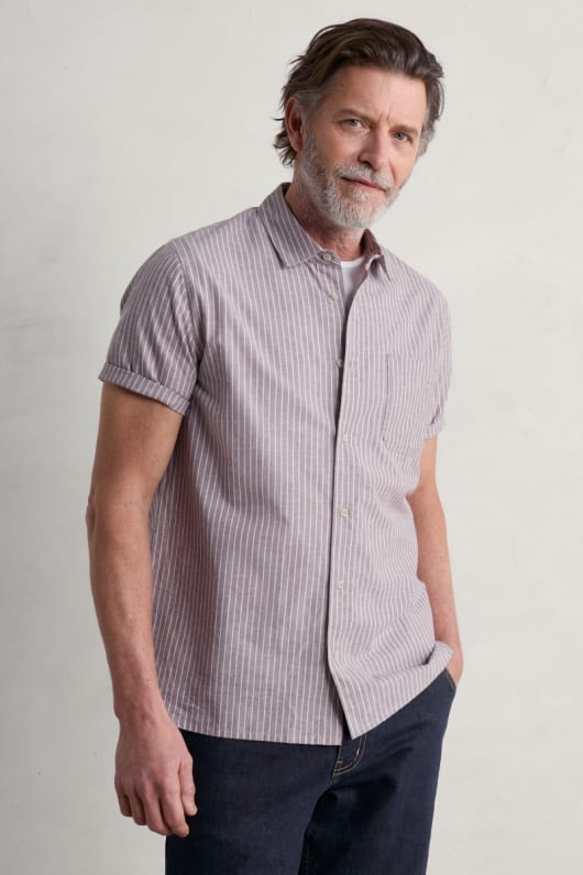 Men's Blue Heron Striped Short Sleeve Shirt
