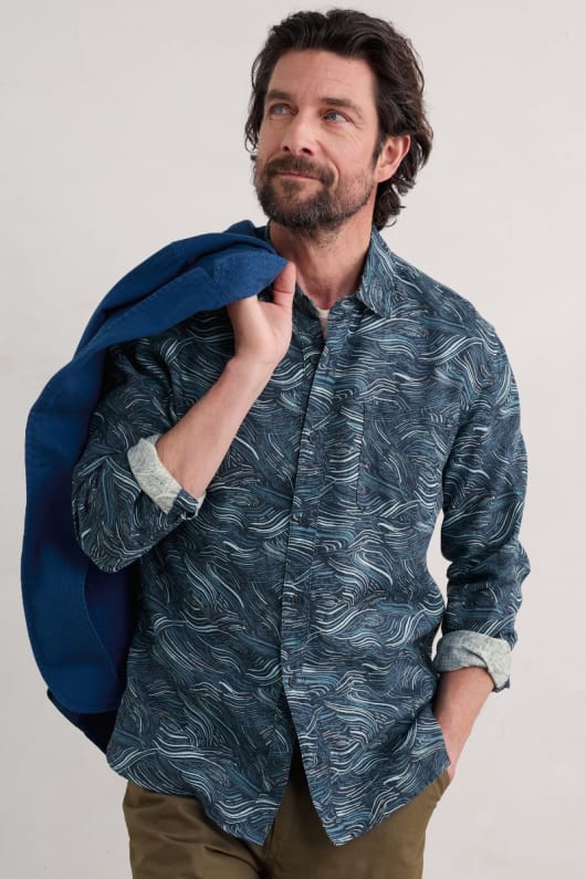 Men's Anthony Printed Linen Shirt
