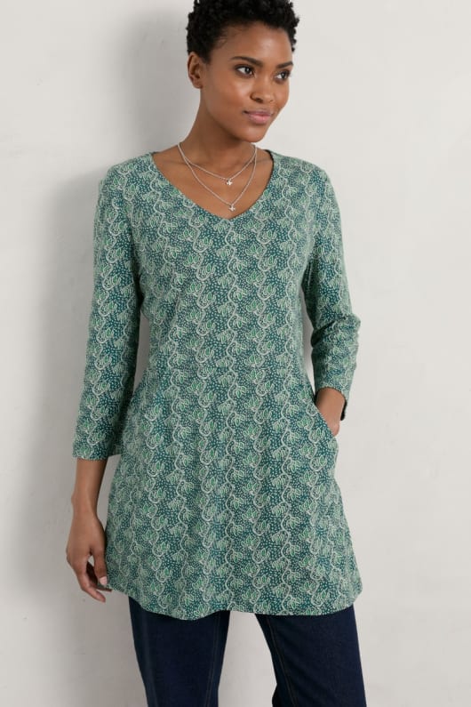Cloud Spotting V-neck Jersey Tunic