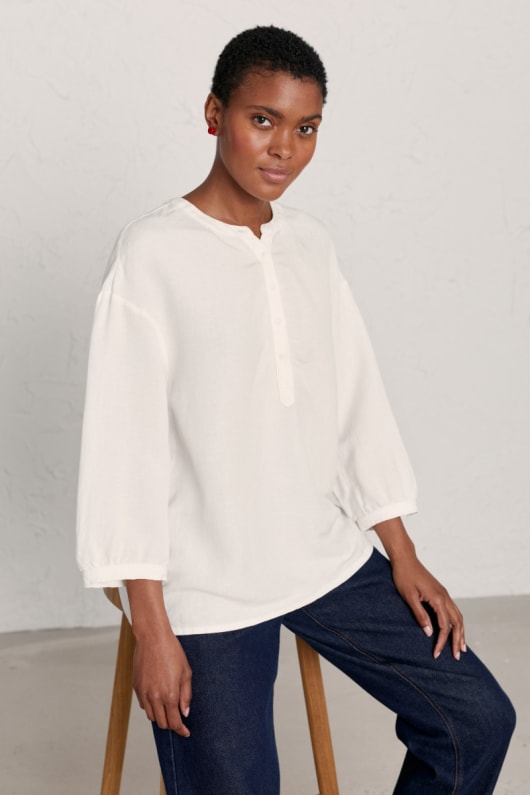 Corn Bloom Linen-blend Top