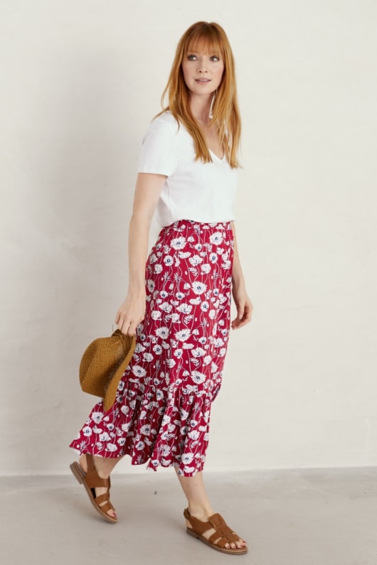 West Tiered Midi Skirt