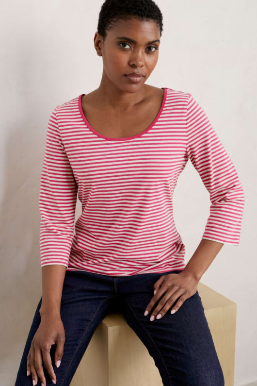 Breakwater 3/4 Sleeve Top in GOTS-Certified Organic Cotton Jersey
