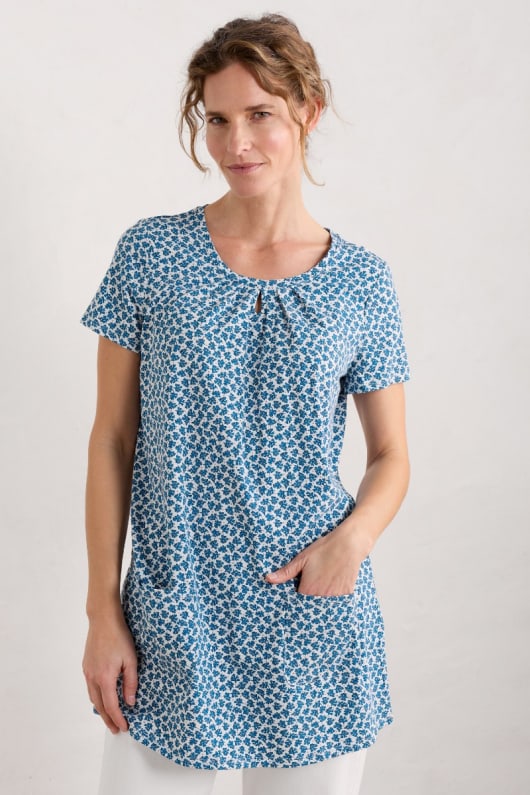Short Sleeve Summer Tunic Star Dance Organic Cotton Jersey Tunic Seasalt Cornwall