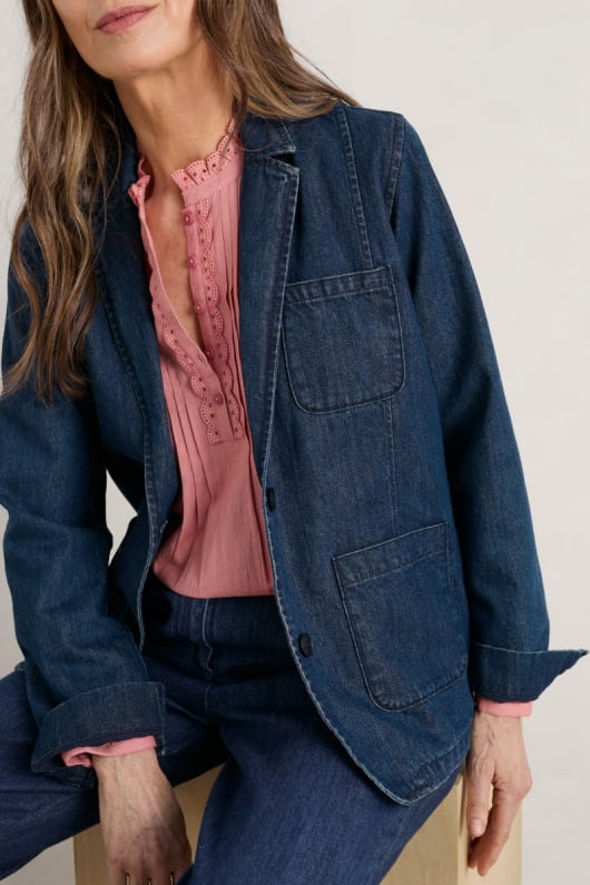 Denim blazer jacket womens online