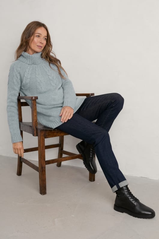 Fisherman's roll neck jumper hot sale