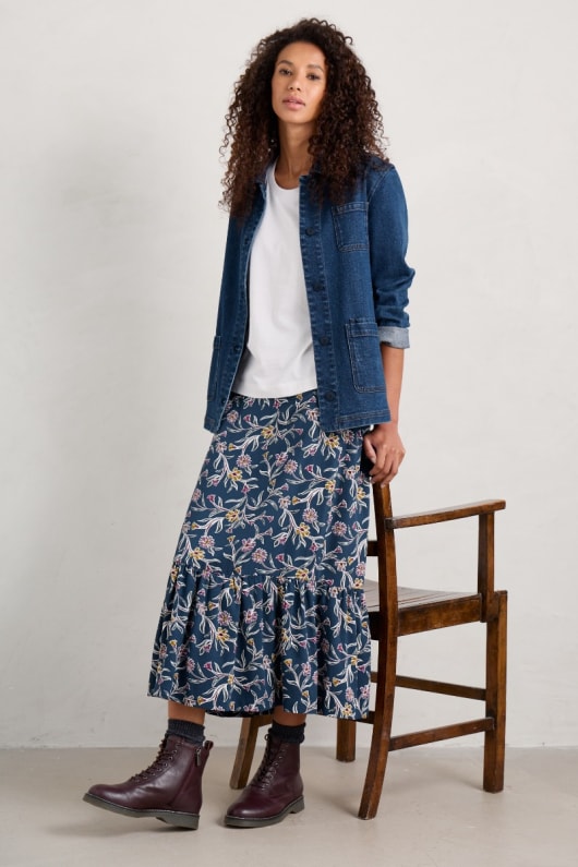 Wildflower Field Tiered Midi Skirt