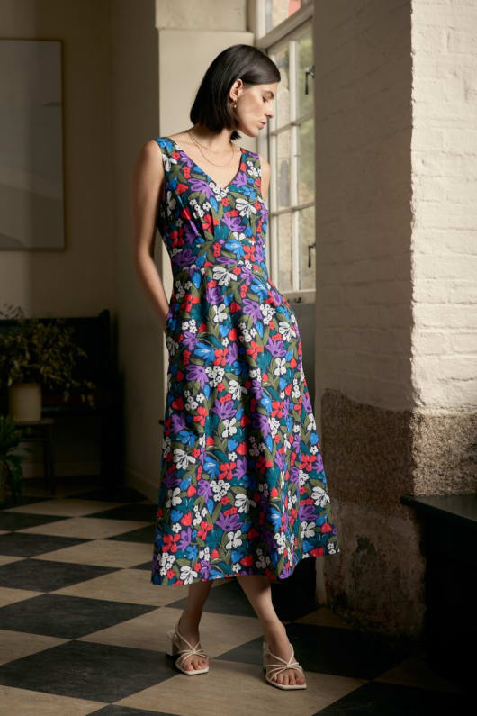 Sky Beyond Sleeveless V-Neck Dress