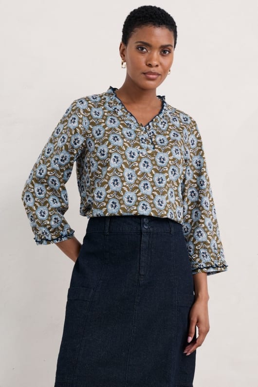 Flowerbed Blouson Sleeve Top