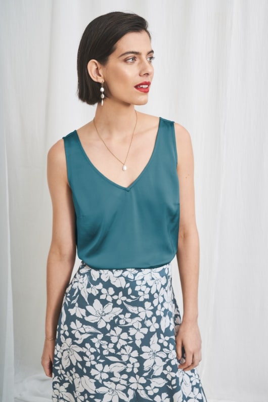 Wilder V-Neck Satin Vest