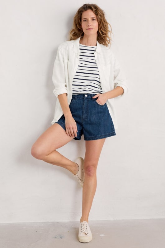 Cotton denim shorts on sale