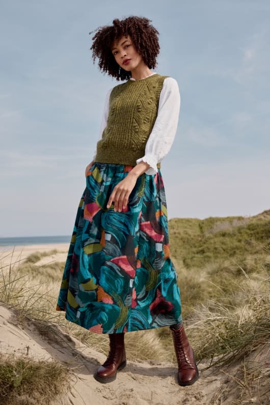 A Line Organic Cotton Midi Skirt Seasalt Cornwall Seasalt Cornwall