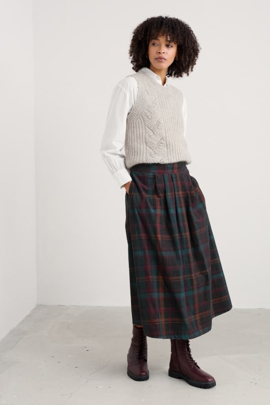 Mid length corduroy skirts top