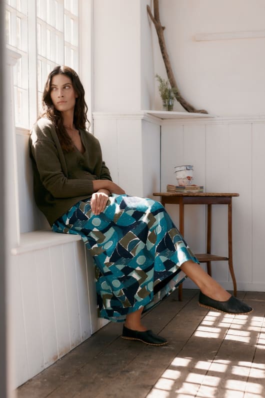 Mevagissey Midi Skirt in GOTS-Certified Organic Cotton