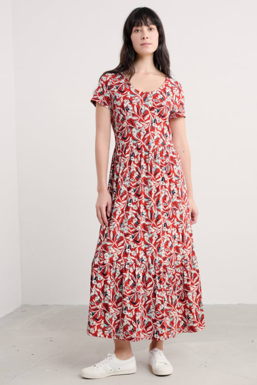 Tor View Short Sleeve Tiered Jersey Dress