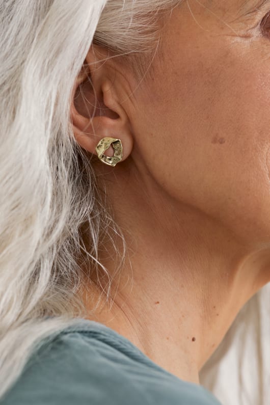 Whinchat Gold Tone Stud Earrings Model Image