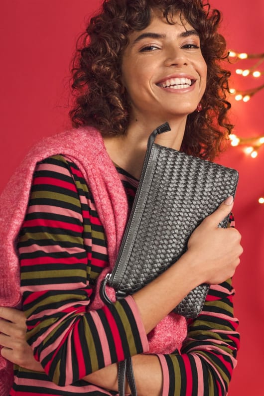 Connick Woven Leather Clutch