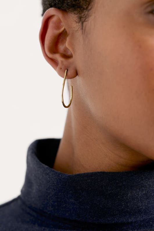 Chestnut Gold Tone Hoop Earrings Model Image