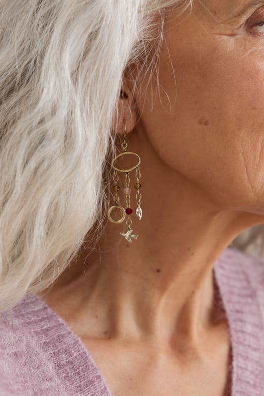 Chy Gold Tone Charm Earrings Model Image
