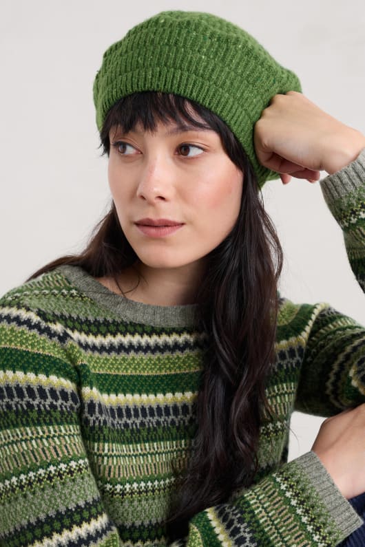 Driftway Wool Blend Knitted Beret Model Image