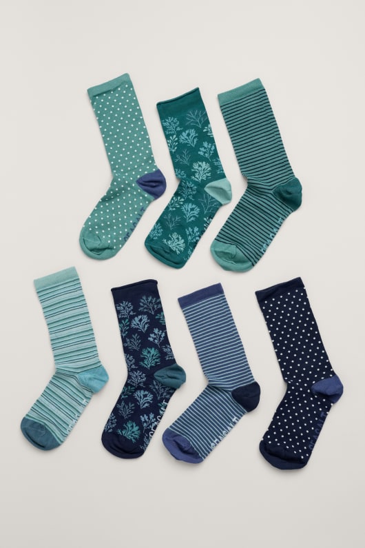 Gift Box of 7 Women's Blue Sailor Socks Model Image