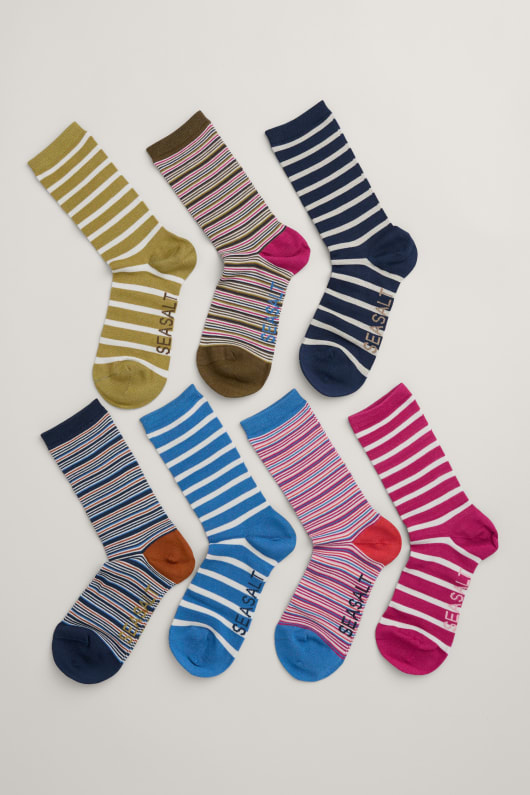 Gift Box of 7 Women's Striped Sailor Socks Model Image