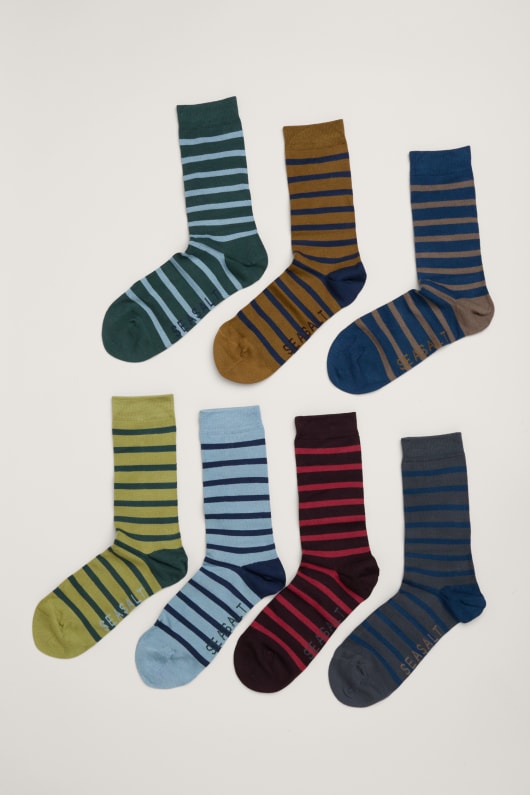 Gift Box of 7 Men's Striped Sailor Socks Model Image