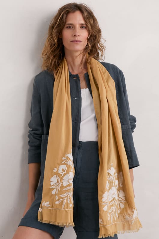 Trezelah Embroidered Scarf Model Image