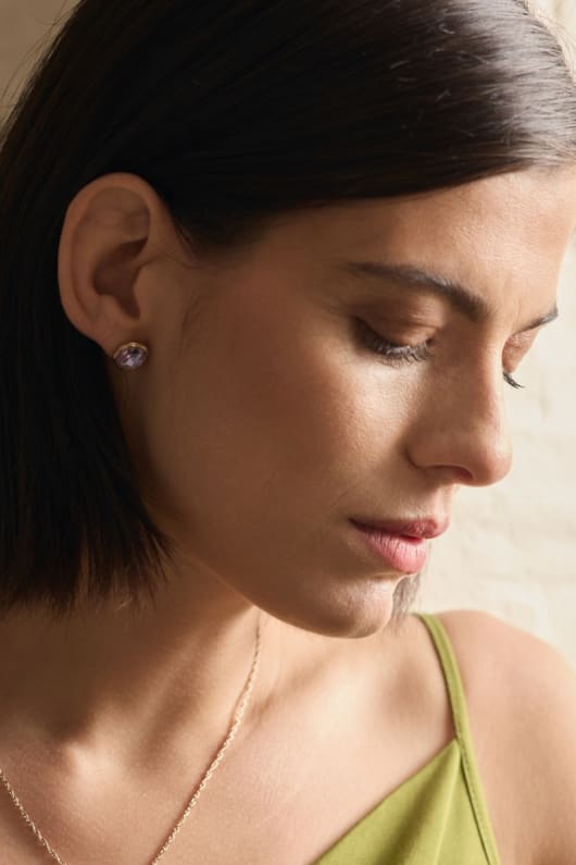 Dewi Brass Stud Earrings