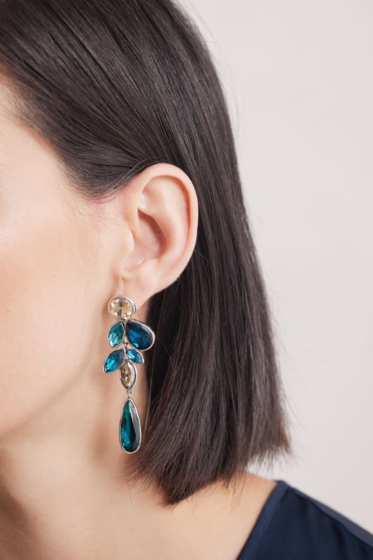 Brilliance Silver Cluster Drop Earrings Image