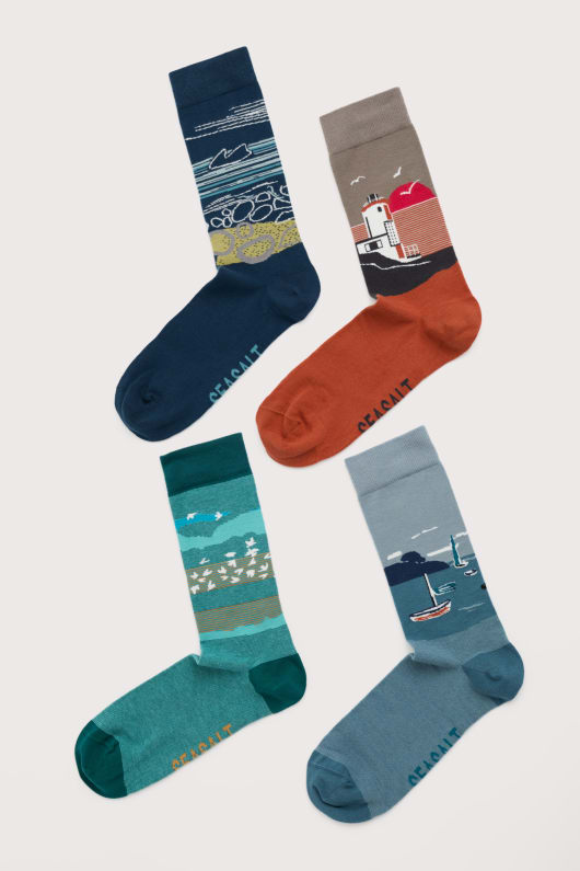 Gift Box of 4 Men's Scenic Organic Cotton Blend Arty Socks Model Image
