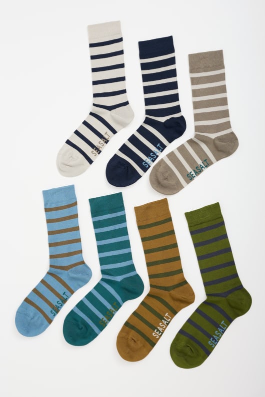 Gift Box of 7 Men's Striped Sailor Socks Model Image