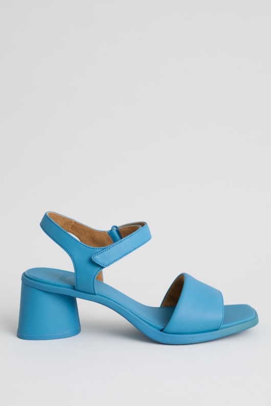 Camper Blue Block Heel Sandals Model Image