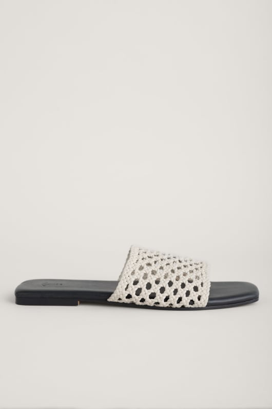 Lost Cove Woven Leather Slider Sandals Flat Summer Mules Seasalt Cornwall
