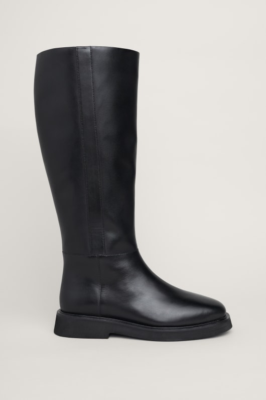 Flat leather knee boots new arrivals