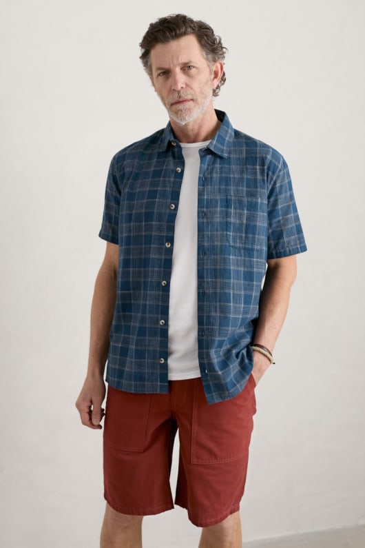 Men's Blue Heron Check Short Sleeve Shirt