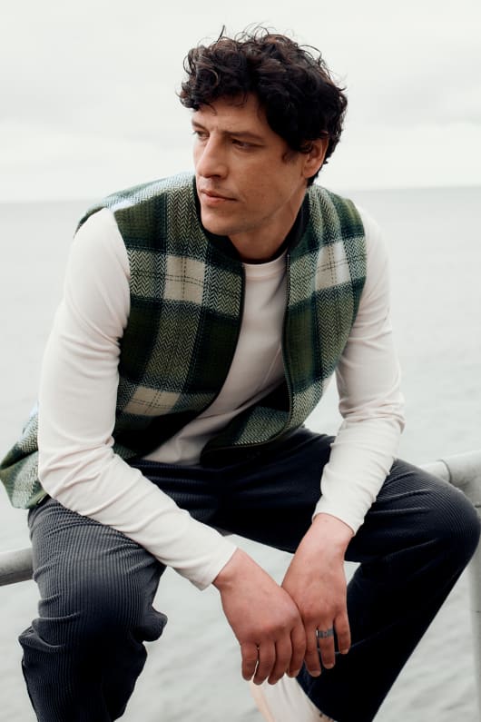Men's Caulker Zip Up Waistcoat Model Image