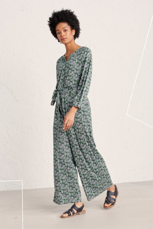 Tendrine Wide Leg Jersey Jumpsuit Model Image