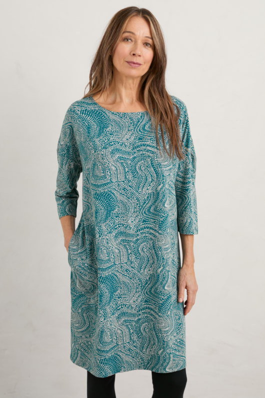 Rolling Sea Jersey Shift Dress Image